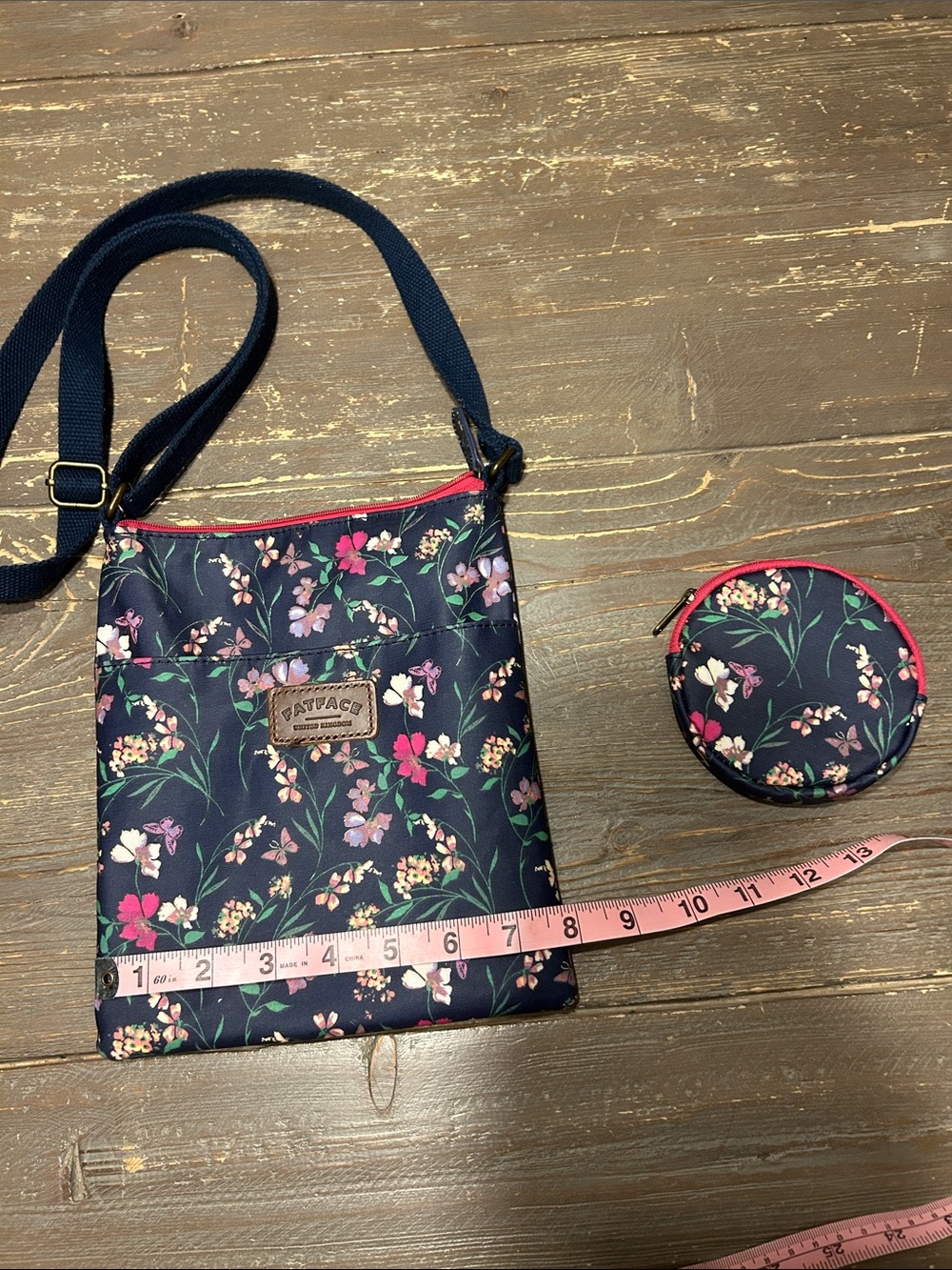 Fatface Navy Floral Crossbody Bag with Coin Pouch
